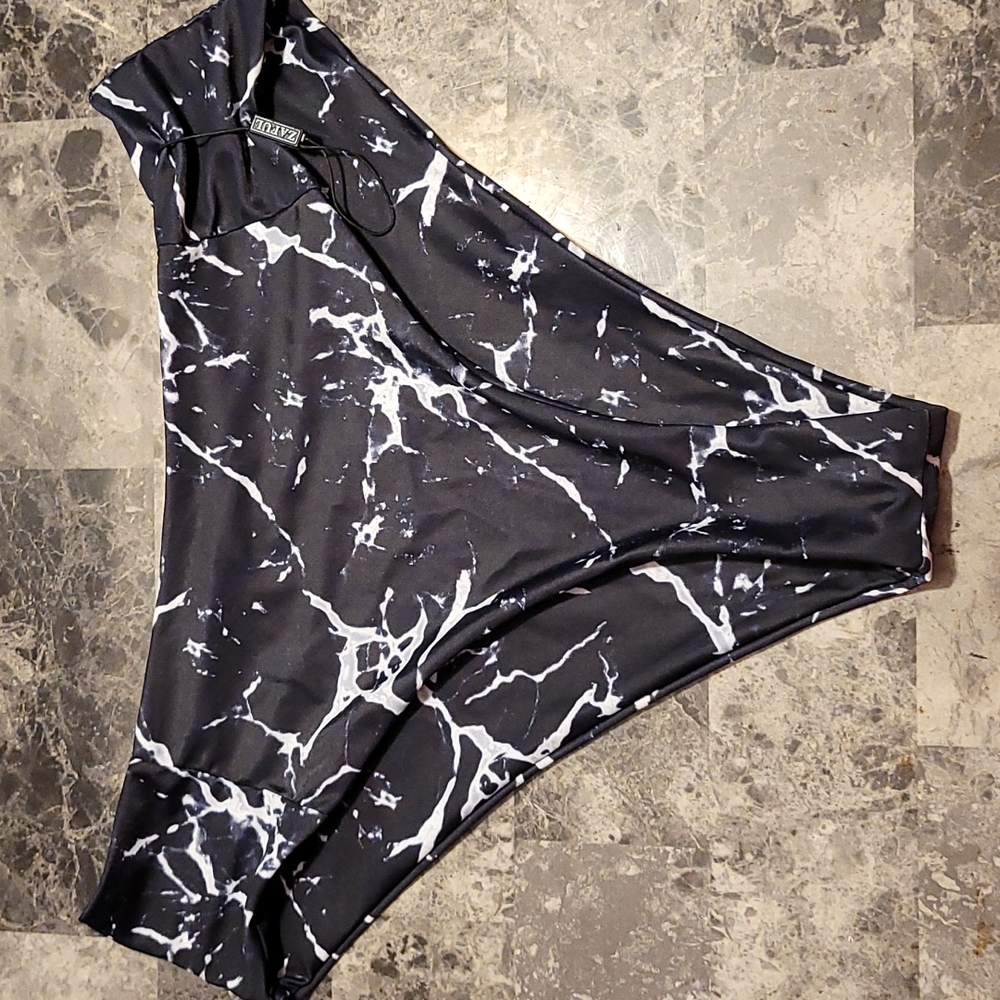 Never worn High waisted cheeky marble print bikini bottoms